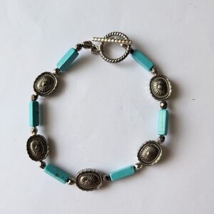 Vintage Silver Tone Turquoise Bracelet